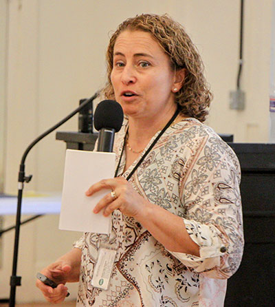 Jennifer Grossl with Platte-Clay Electric Coop speaks at Chamber luncheon